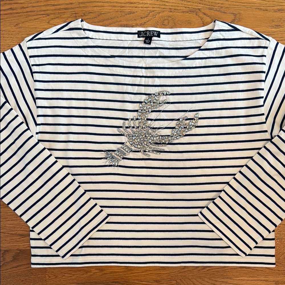J. Crew Women's Striped Tee with Lobster